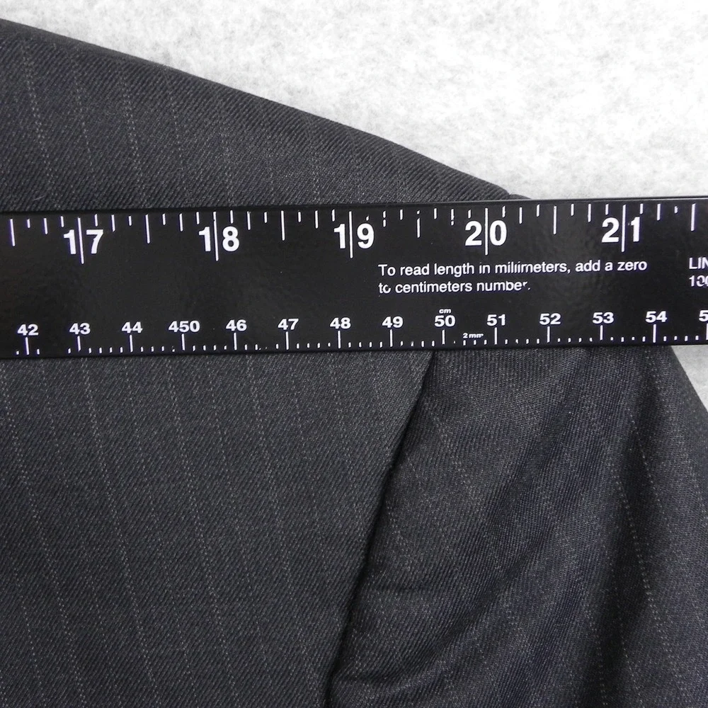 Jos A Bank Blazer Mens 44R Wool 2-Button Suit Jacket Coat Formal Gray Striped